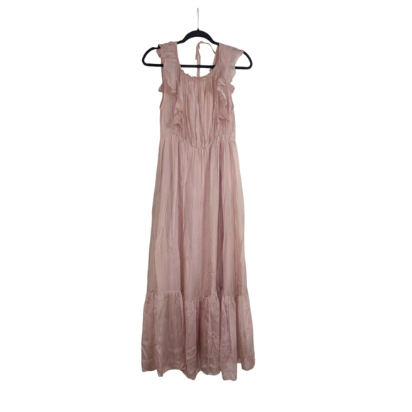 King Kong Stylish Pink Ruffle Maxi Dress - Picture 1 of 9